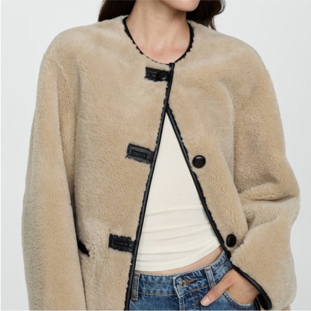 Mango Tan Shearling Jacket - Picture 2 of 12